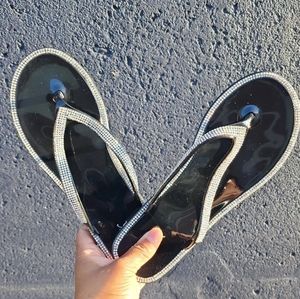 Black rhinestone sandals